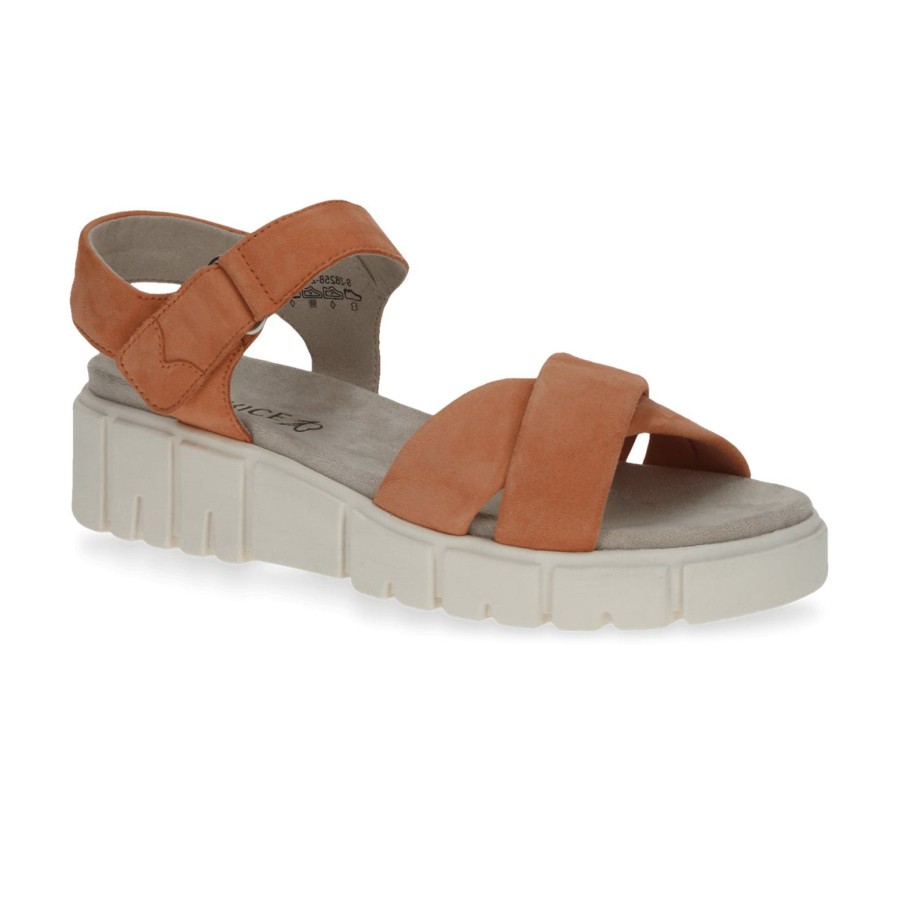 Caprice Caprice | Chunky Suede Sandal 28258 | Orange | Flat Sandals