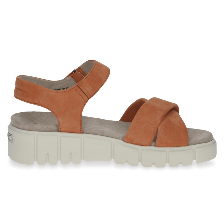 Caprice Caprice | Chunky Suede Sandal 28258 | Orange | Flat Sandals