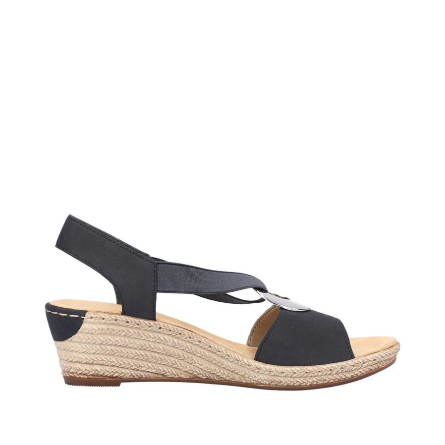 Rieker Rieker | Wedge Sandal | 624H6-14 | Navy | Comfortable Classics