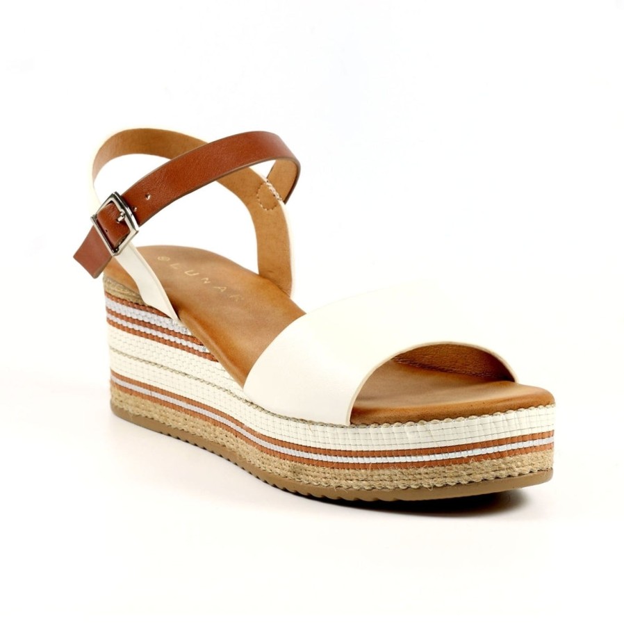 Lunar Lunar | Britt Wedge Sandal | White | Heeled Sandals