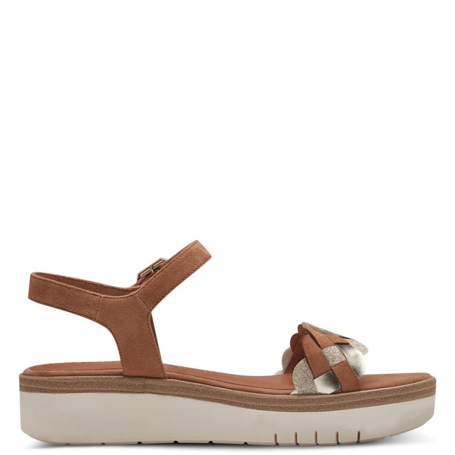 Tamaris Tamaris Flatform Sandal 28216 | Cognac | Flat Sandals