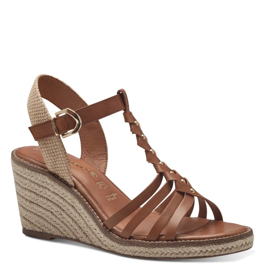 Tamaris Tamaris Wedge Heel Sandal 28042 | Cognac | Heeled Sandals