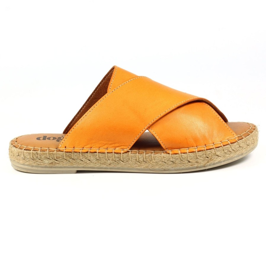 LazyDogz Lazy Dogz | Santorini Leather Mule | Orange | Flat Sandals