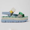 Camper Women’s Camper | Oruga Up Sandal | Blue/Green/Grey | Heeled Sandals