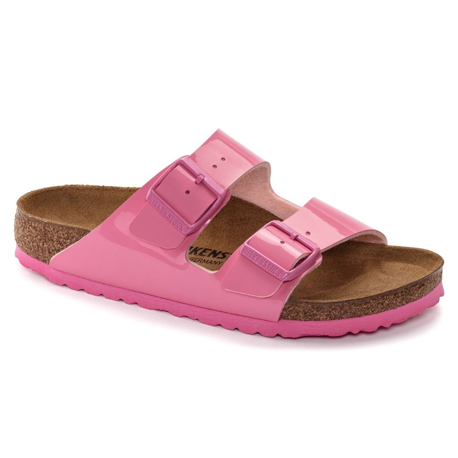 Birkenstock Birkenstock | Arizona Birko-Flor | Patent Candy Pink *Online Exclusive* | Flat Sandals