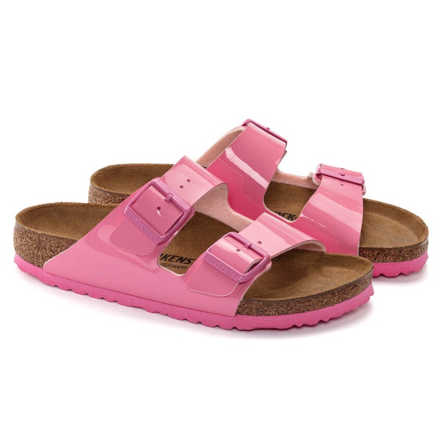 Birkenstock Birkenstock | Arizona Birko-Flor | Patent Candy Pink *Online Exclusive* | Flat Sandals