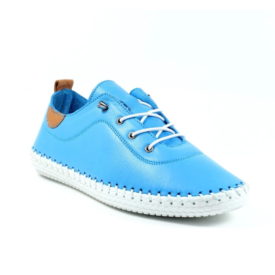 Lunar Lunar | St Ives Leather Plimsoll | Santorini Blue | Trainers