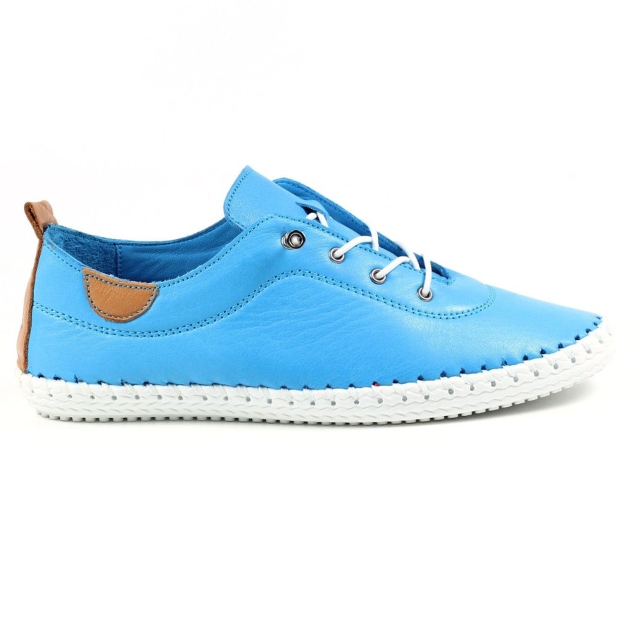 Lunar Lunar | St Ives Leather Plimsoll | Santorini Blue | Trainers