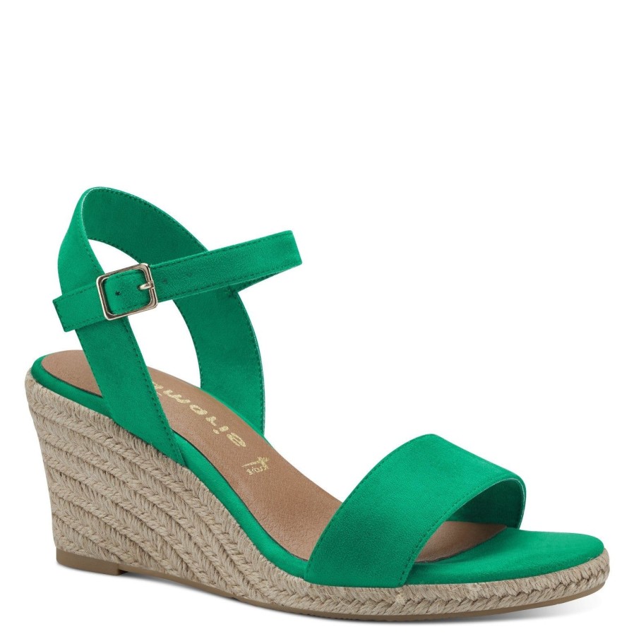 Tamaris Tamaris Wedge Espadrille Sandal 28300 | Green | Heeled Sandals