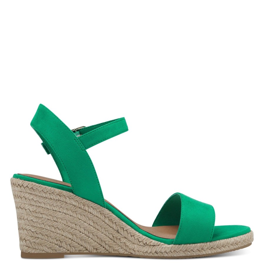 Tamaris Tamaris Wedge Espadrille Sandal 28300 | Green | Heeled Sandals