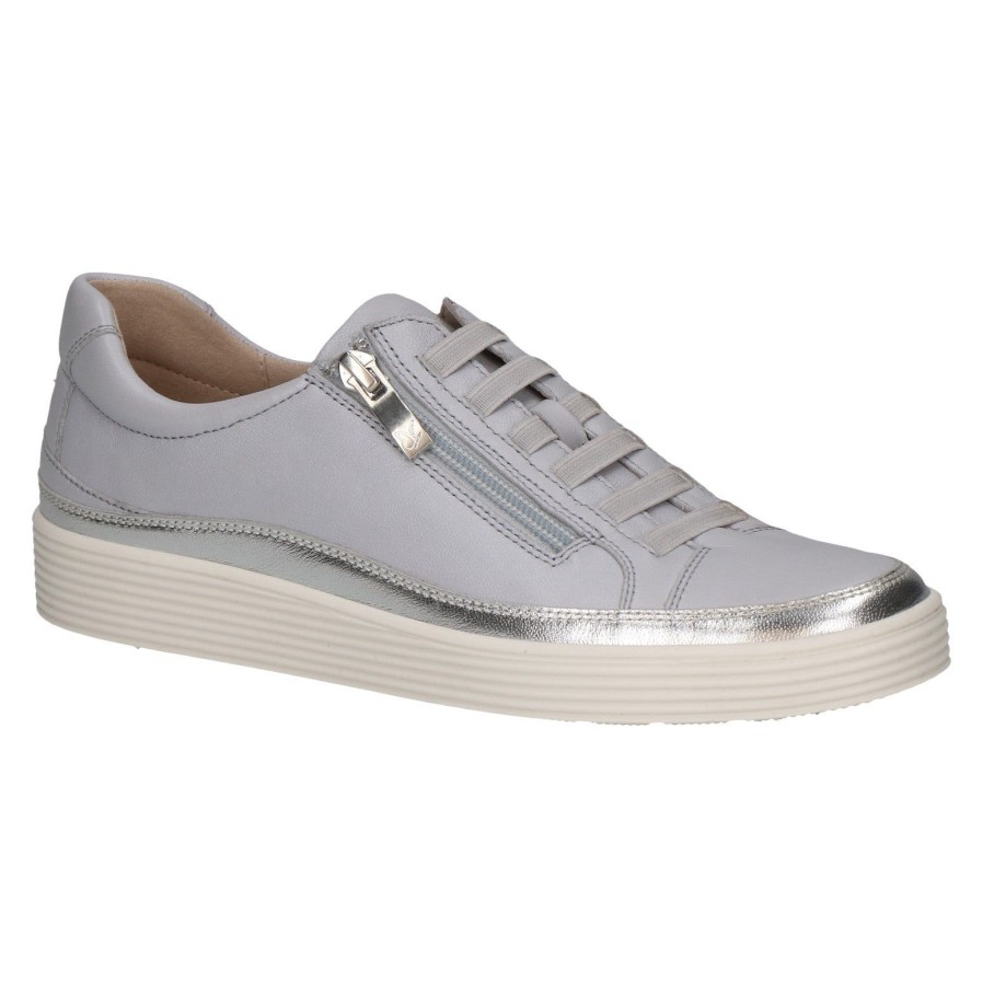 Caprice Caprice Leather Zip - Up Trainer 23755 | Blue Pearl | Trainers