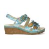 Laura Vita Laura Vita | Facscineo 43 Wedge Sandal | Turquoise | Heeled Sandals