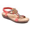 Lunar Lunar | Mariella Beaded Sandal | Orange | Flat Sandals