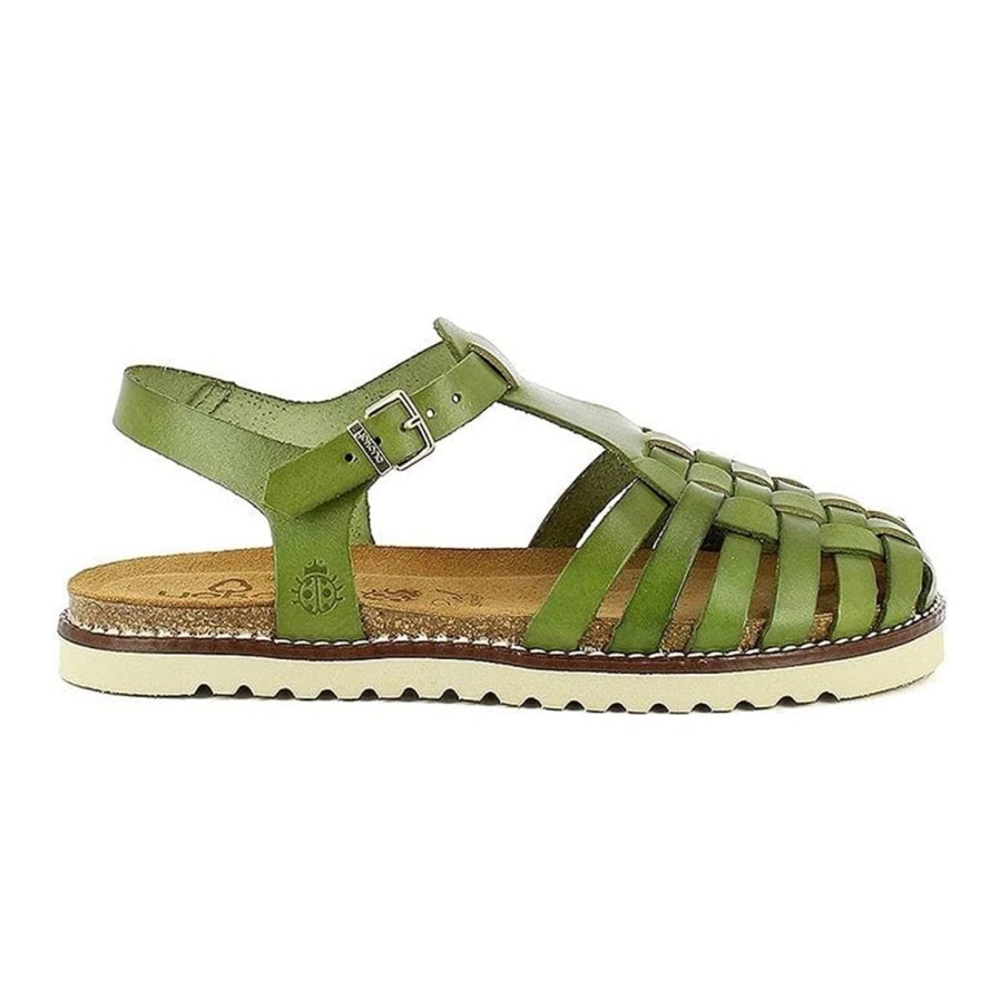 Yokono Yokono | Palma-017 Closed Toe Flat Sandal | Malabo Green | Flat Sandals