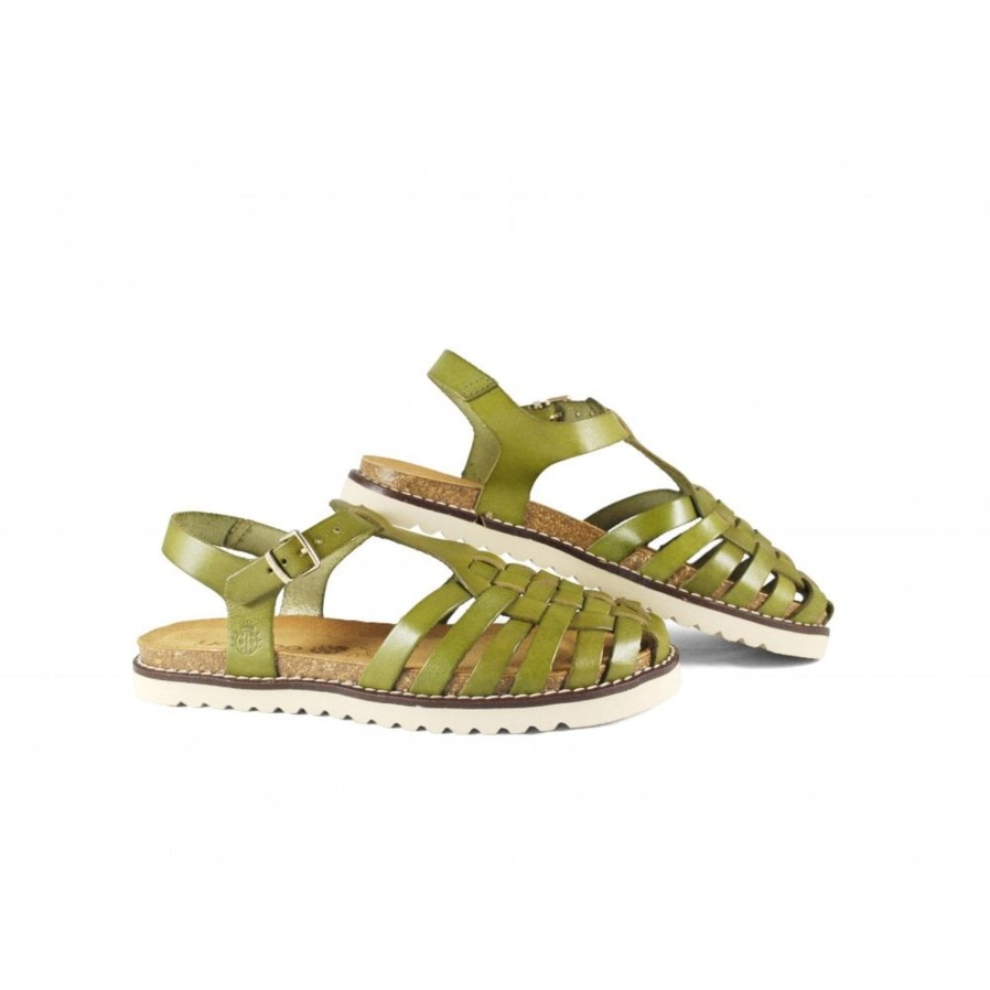 Yokono Yokono | Palma-017 Closed Toe Flat Sandal | Malabo Green | Flat Sandals