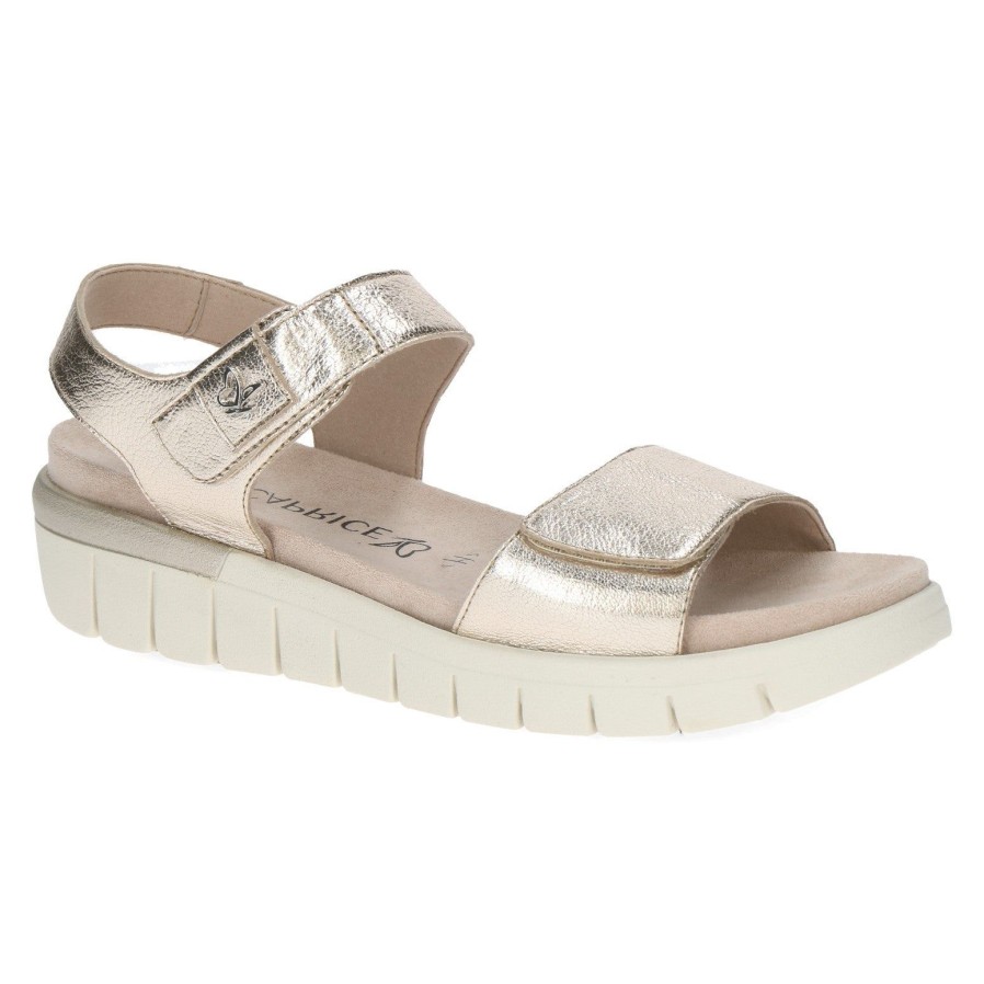 Caprice Caprice Velcro Sandal 28701 | Platinum | Comfortable Classics