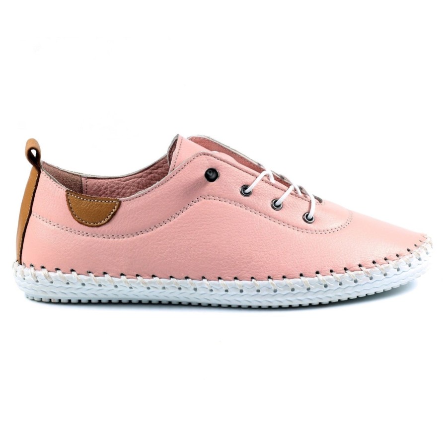 Lunar Lunar | St Ives Leather Plimsoll | Pink | Trainers