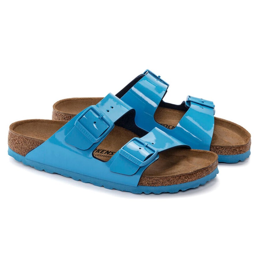 Birkenstock Birkenstock | Arizona Birko-Flor | Patent Sky Blue *Online Exclusive* | Flat Sandals