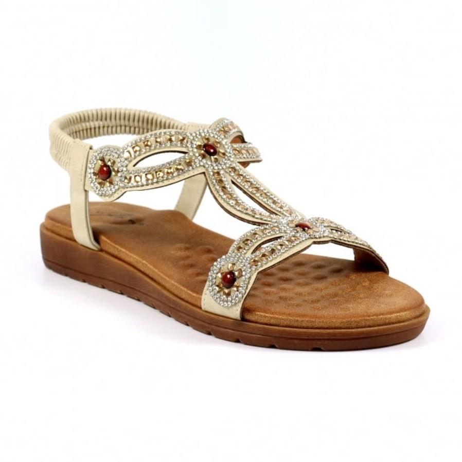 Lunar Lunar | Arraso Sandal | Beige | Flat Sandals