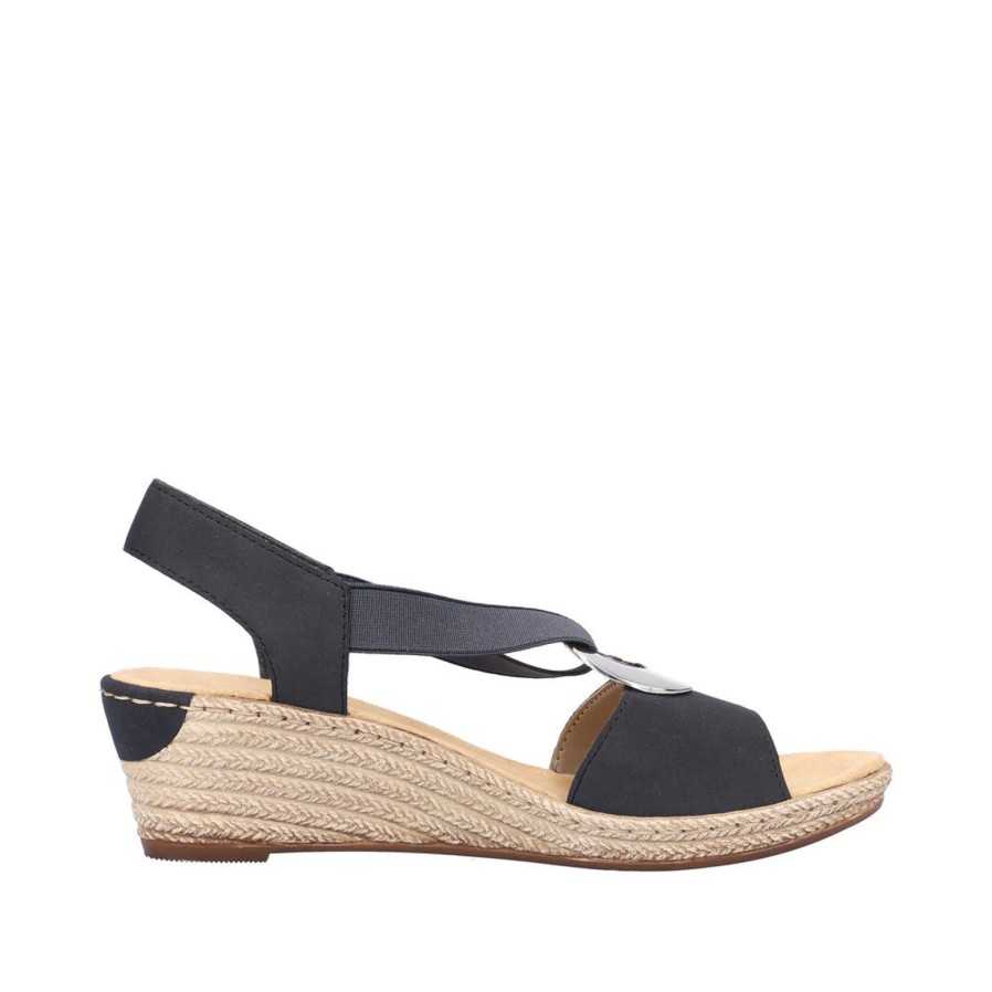 Rieker Rieker | Wedge Sandal | 624H6-14 | Navy | Heeled Sandals