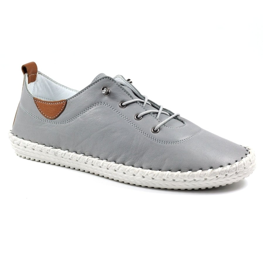 Lunar Lunar | St Ives Leather Plimsoll | Grey | Trainers