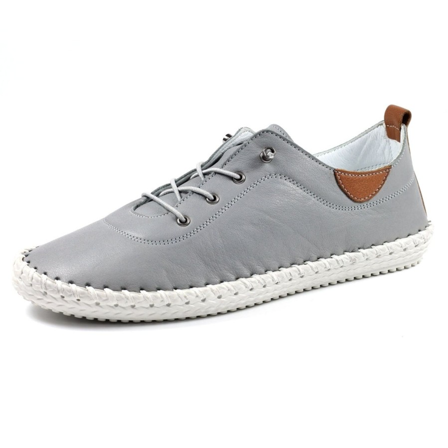 Lunar Lunar | St Ives Leather Plimsoll | Grey | Trainers