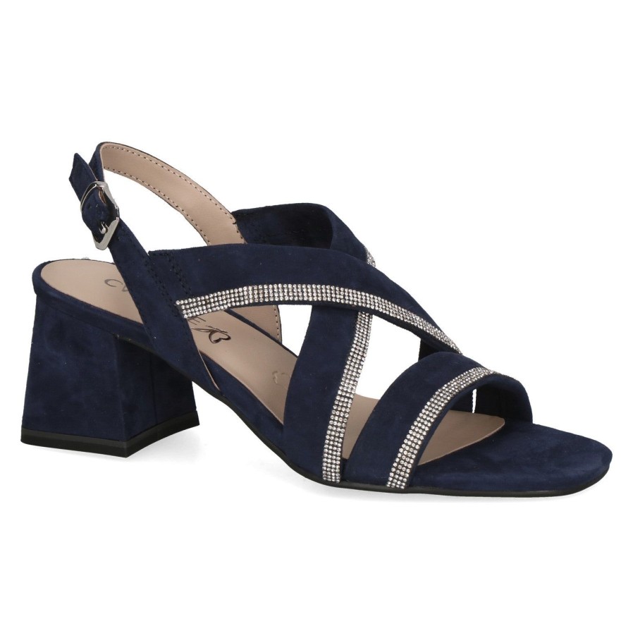 Caprice Caprice Suede Heeled Sandal 28300 | Ocean | Heeled Sandals