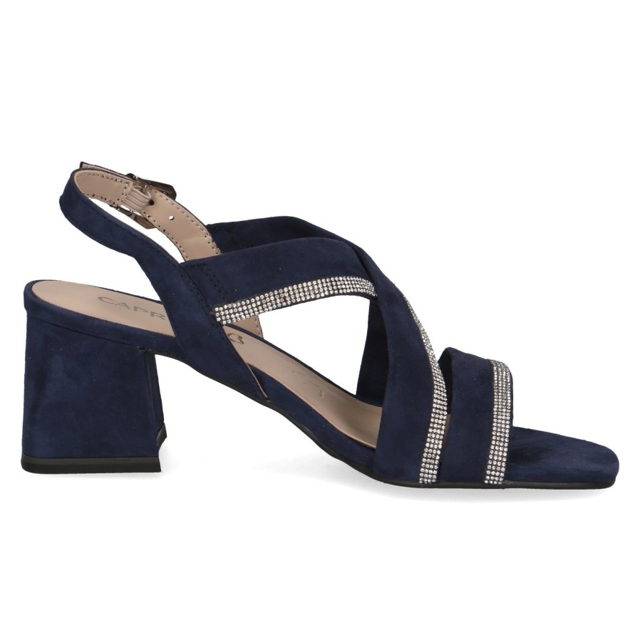 Caprice Caprice Suede Heeled Sandal 28300 | Ocean | Heeled Sandals