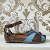 Yokono Yokono | Villa-178 Flat Sandal | Brown/Sky Blue Nubuck | Flat Sandals