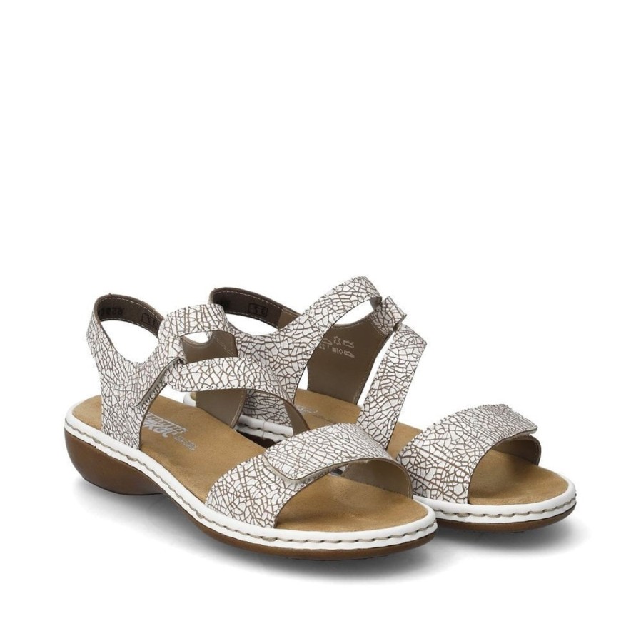 Rieker Rieker | Leather Sandal | 659C7-81 | White | Flat Sandals