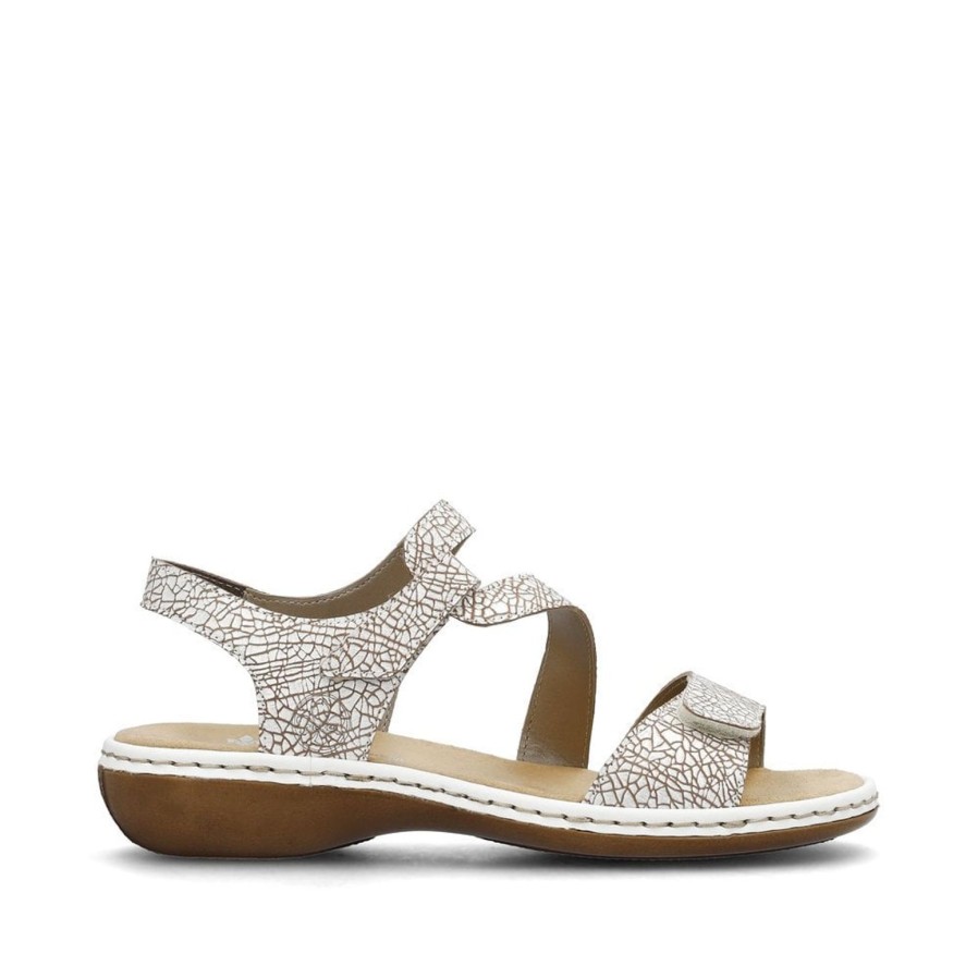 Rieker Rieker | Leather Sandal | 659C7-81 | White | Flat Sandals