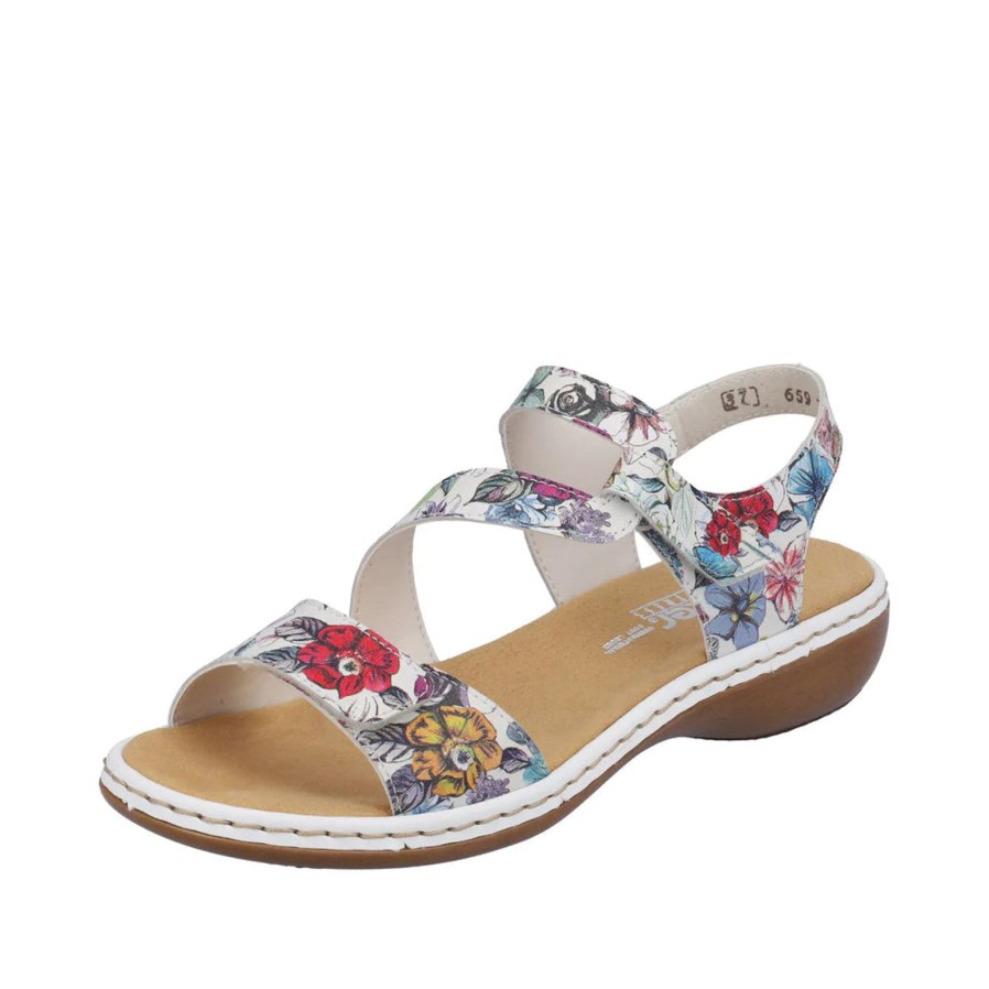 Rieker Rieker | Floral Sandal 659C7-92 | White Multi | Flat Sandals