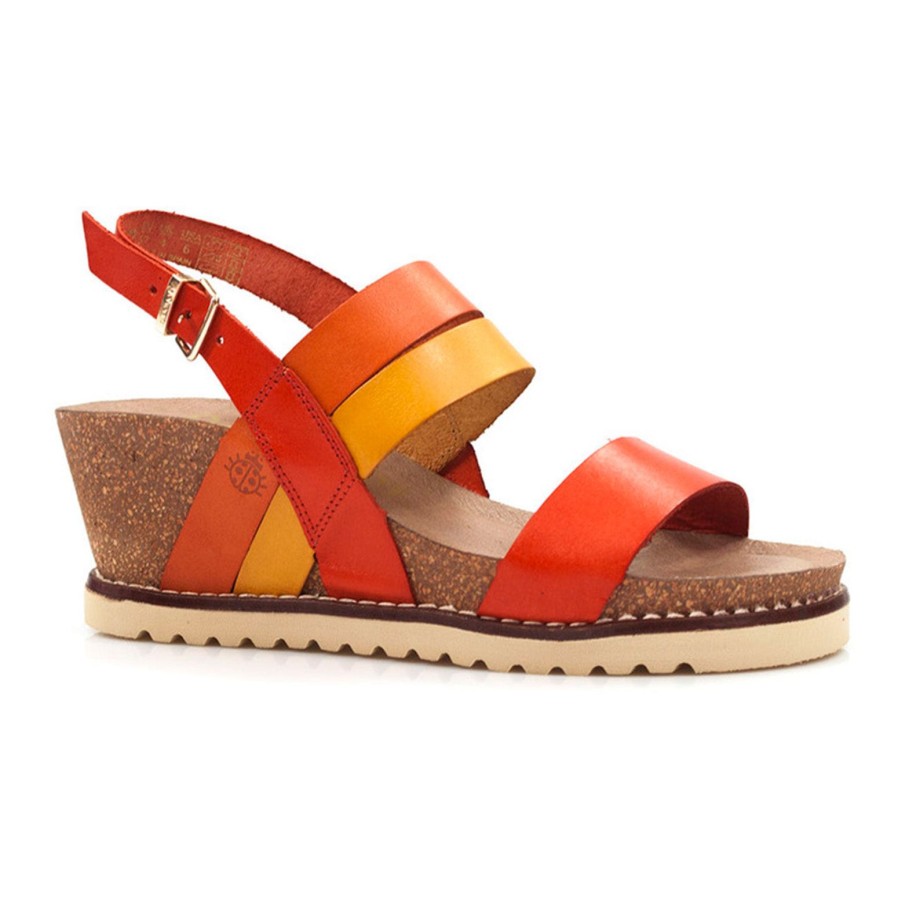 Yokono Yokono | Motril-028 Wedge Sandal | Orange Multi | Heeled Sandals