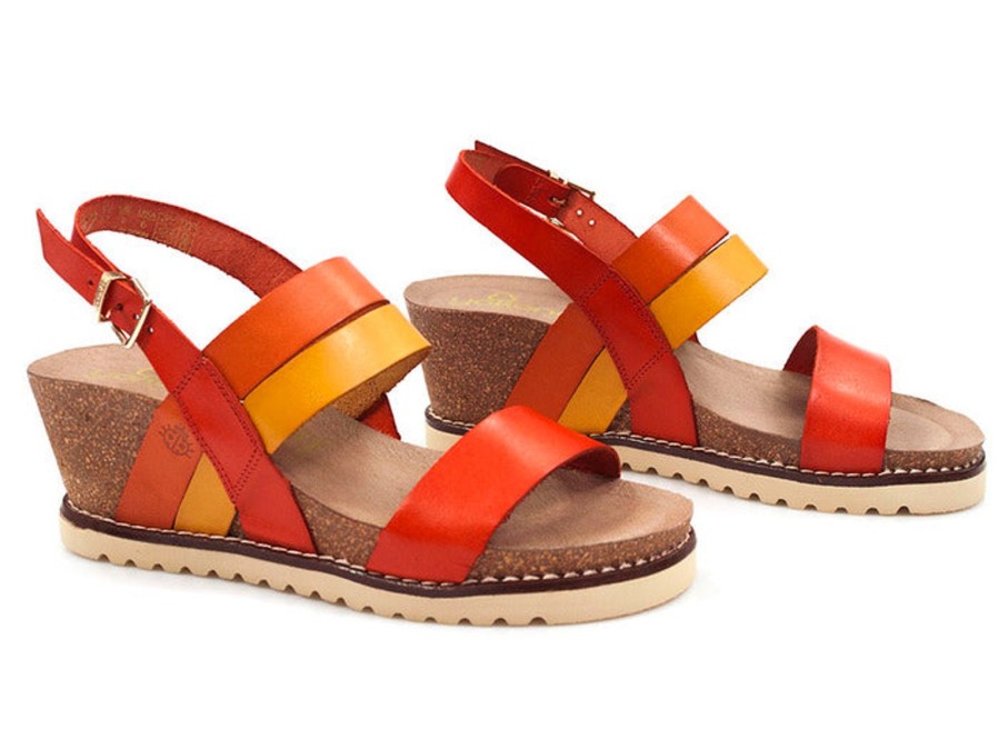 Yokono Yokono | Motril-028 Wedge Sandal | Orange Multi | Heeled Sandals