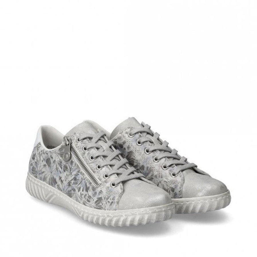 Rieker Rieker Zip - Up Trainer | N0900-90 | Silver/ White | Comfortable Classics