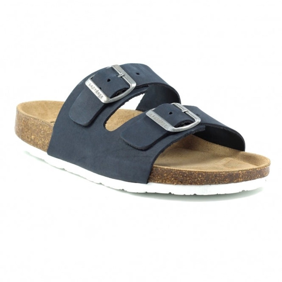 Lunar Lazy Dogz | Roco Suede Sandal | Navy | Flat Sandals