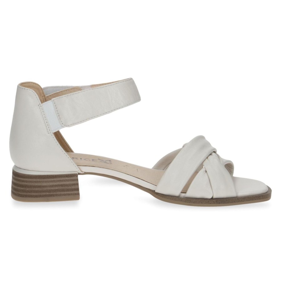 Caprice Caprice | Soft Leather Sandal 28202 | Off White | Flat Sandals