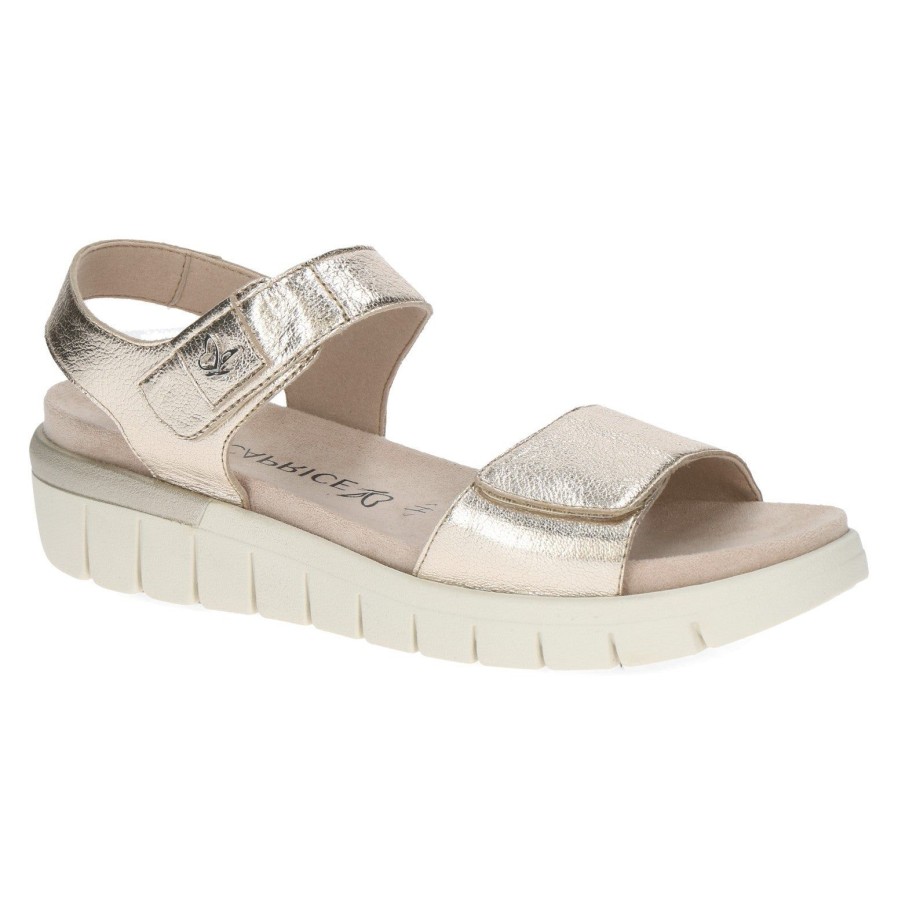 Caprice Caprice Velcro Sandal 28701 | Platinum | Flat Sandals