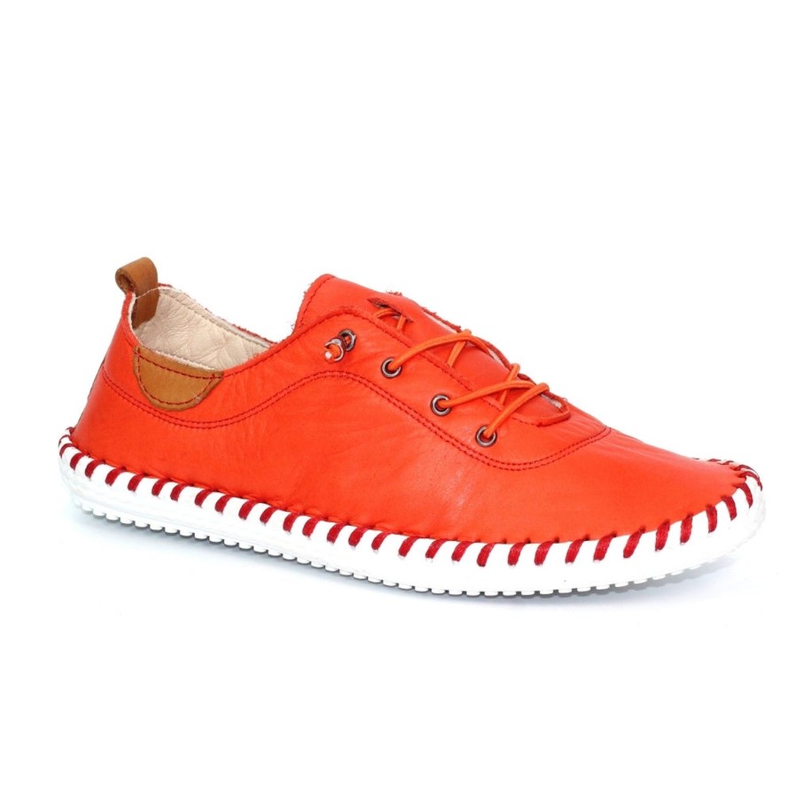 Lunar Lunar | St Ives Leather Plimsoll | Orange | Trainers