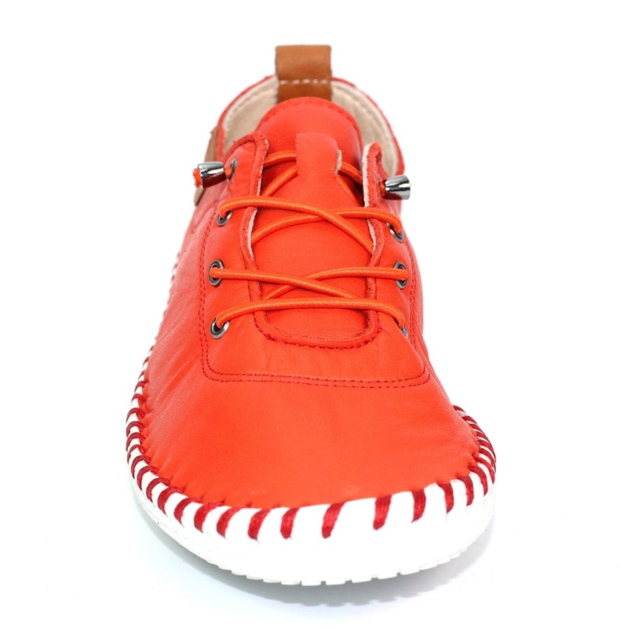 Lunar Lunar | St Ives Leather Plimsoll | Orange | Trainers