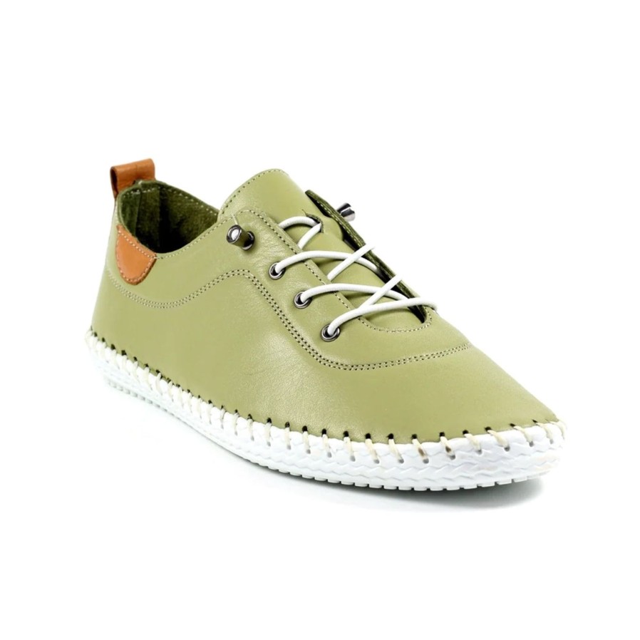 Lunar Lunar | St Ives Leather Plimsoll | Khaki | Trainers