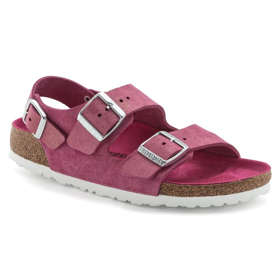 Birkenstock Birkenstock | Milano Suede Leather | Shimmering Fuchsia *Online Exclusive* | Flat Sandals