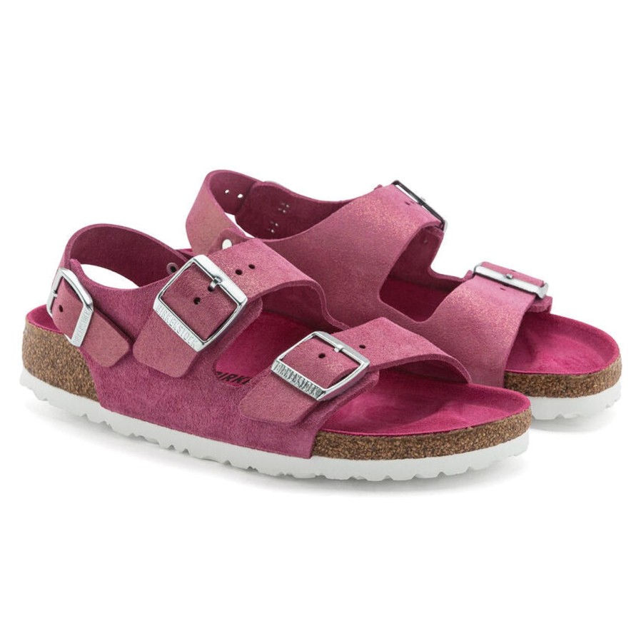 Birkenstock Birkenstock | Milano Suede Leather | Shimmering Fuchsia *Online Exclusive* | Flat Sandals