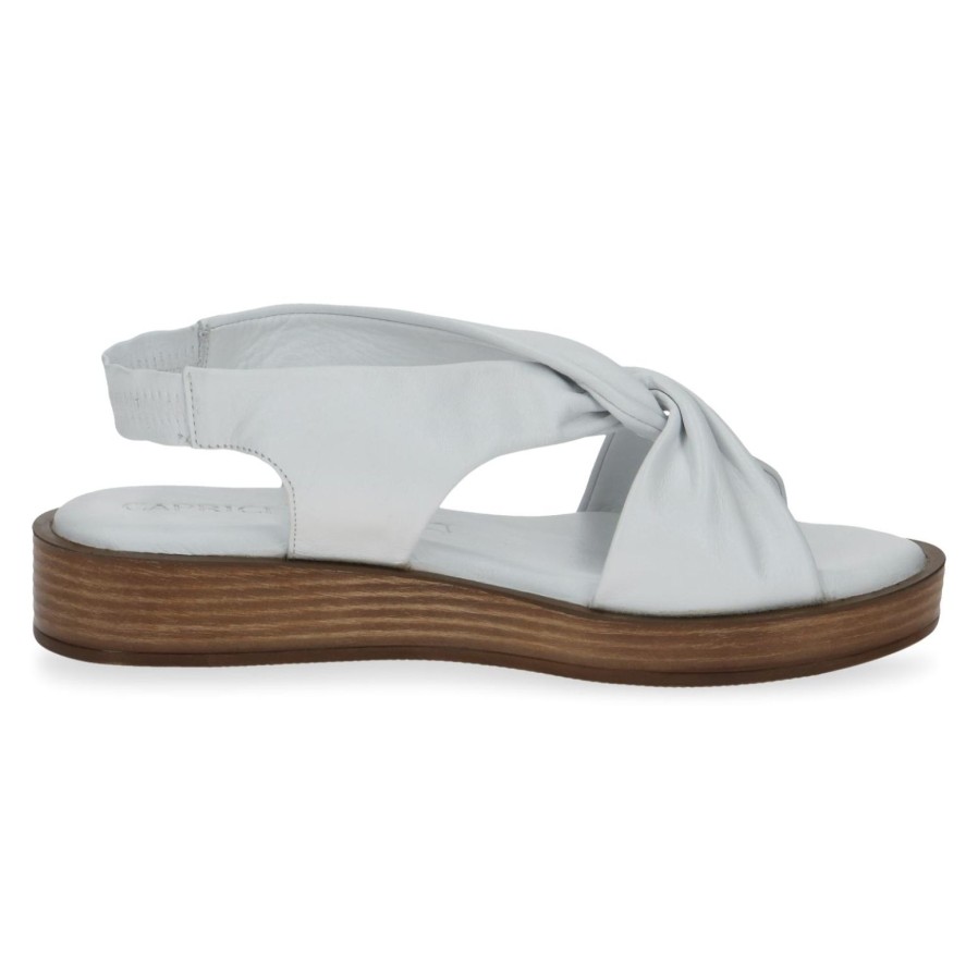 Caprice Caprice | Soft Leather Twist Sandal 28208 | White | Flat Sandals