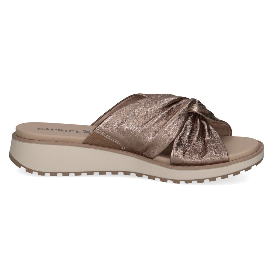 Caprice Caprice Chunky Soled Sandal 27202 | Taupe Metallic | Flat Sandals