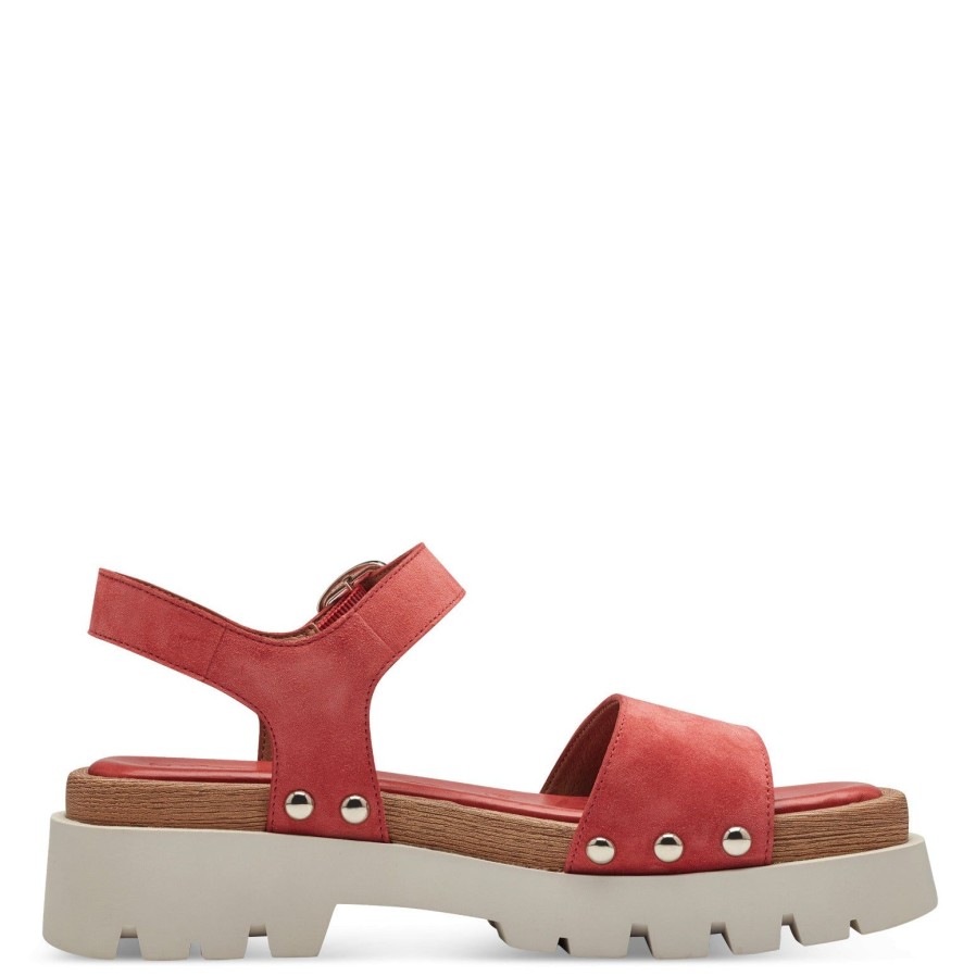 Tamaris Tamaris Chunky Soled Sandal 28230 | Red | Flat Sandals