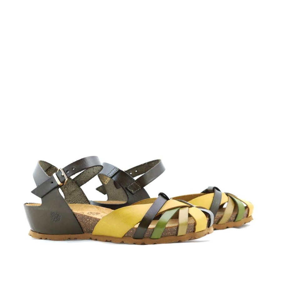 Yokono Yokono | Monaco-184 Closed Toe Sandal | Green Multi | Flat Sandals