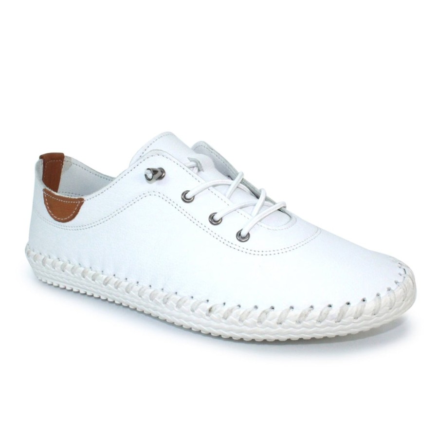 Lunar Lunar | St Ives Leather Plimsoll | White | Trainers