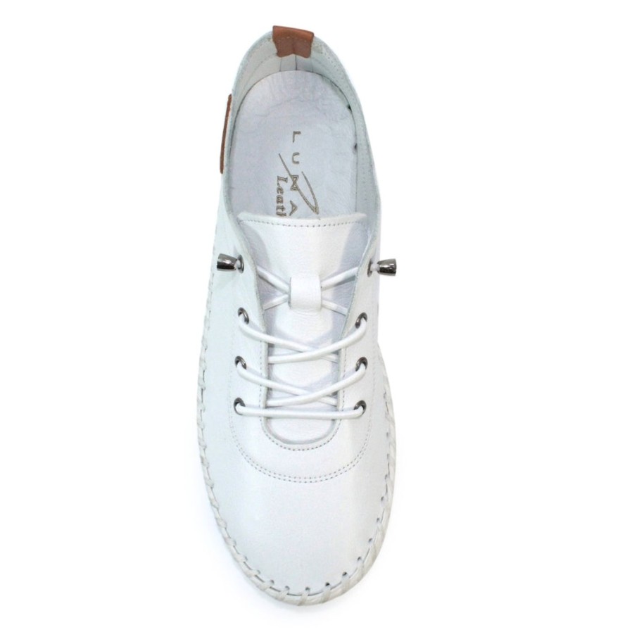 Lunar Lunar | St Ives Leather Plimsoll | White | Trainers