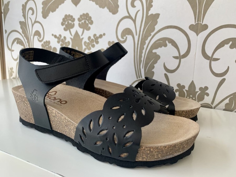 Yokono Yokono Wedge Sandal | Mahon 003 | Black | Heeled Sandals